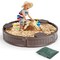 Sandbox with Built-in Corner Seat and Cover Ideal Gift for Kids